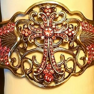 Pink diamond cross bracelet